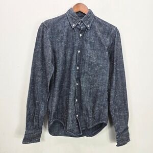 Gustin Button Down Shirt XS Slim Chambray Denim Selvedge Workshirt Dark Indigo